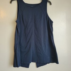 Athleta split back foothill navy blue tank top women's size large L